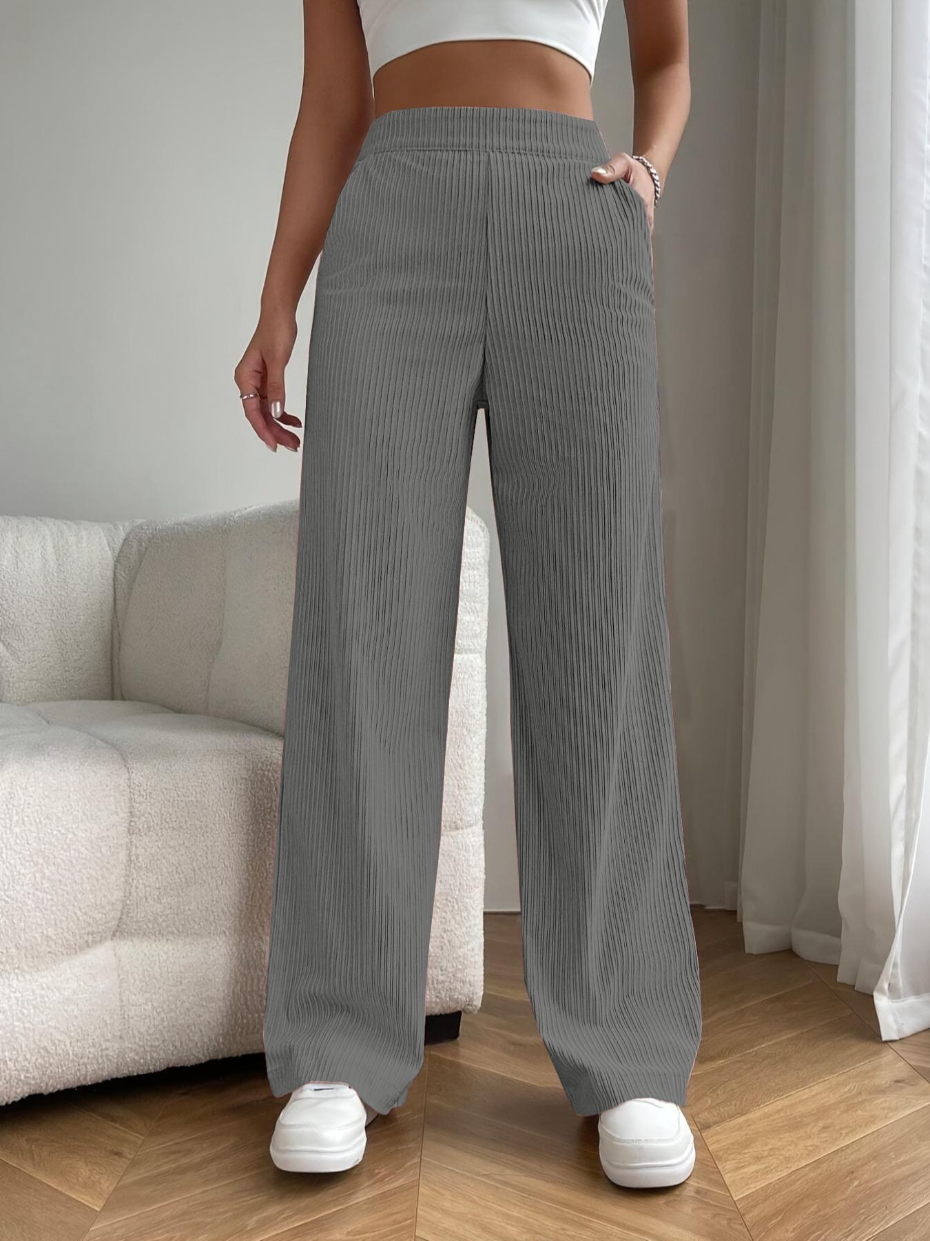 

Женские брюки с высокой талией и широкими штанинами: Повседневный стиль драпировки весна/осень 2025 г.