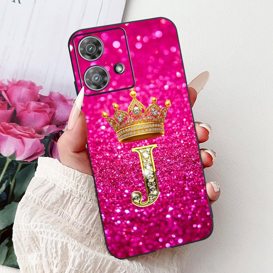 For Motorola Edge 40 Neo Case XT2307-1 Cute Crown Letters Cover Soft Silicone Phone Cases For Motorola Edge 40 Edge40 Neo Fundas