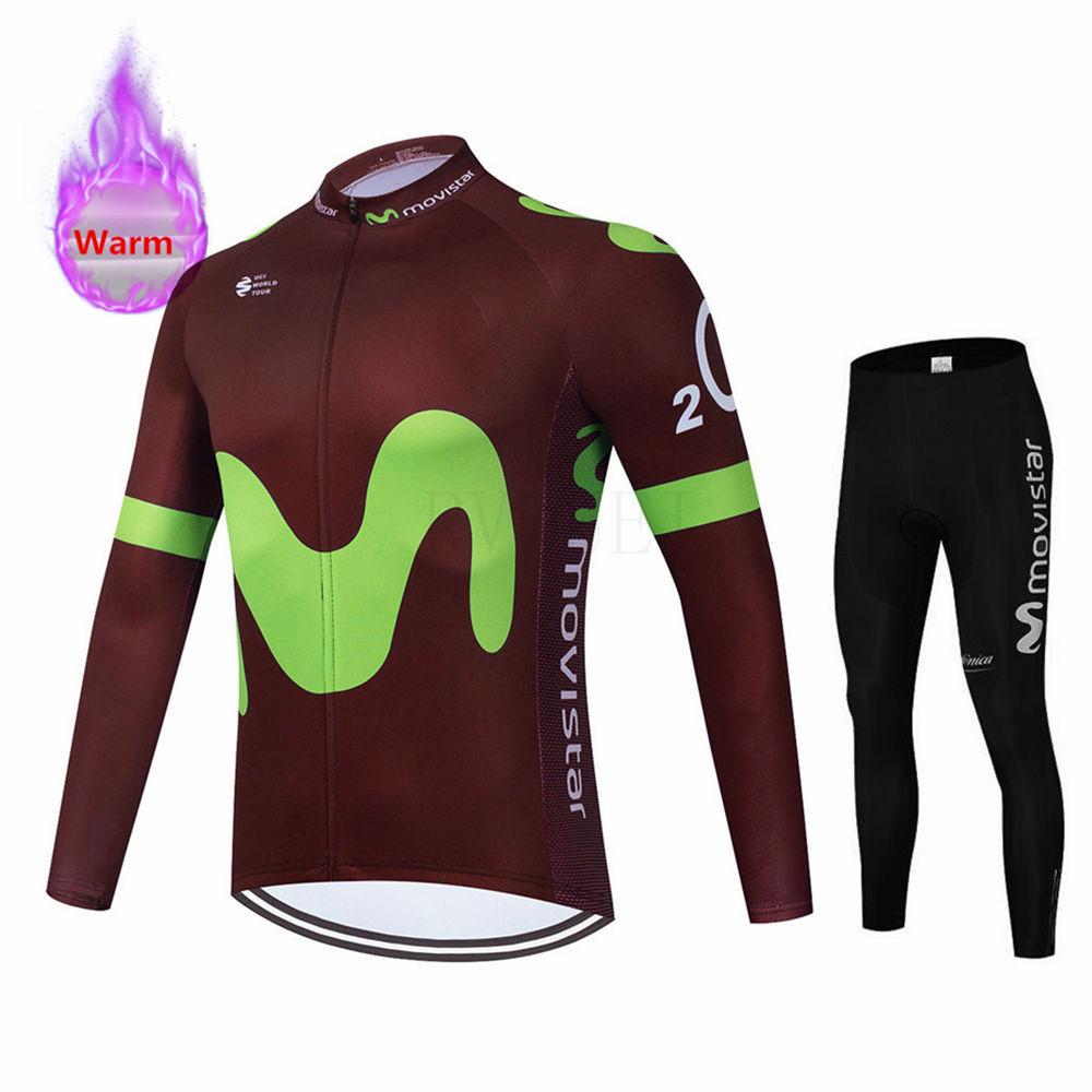 2026 Červený Movistar Zimní Fleecový Cyklistický Dres Sada Oblečení na Horský Kolo Oblečení na Kolo Ropa Maillot Ciclismo Hombre Závodní Oblečení