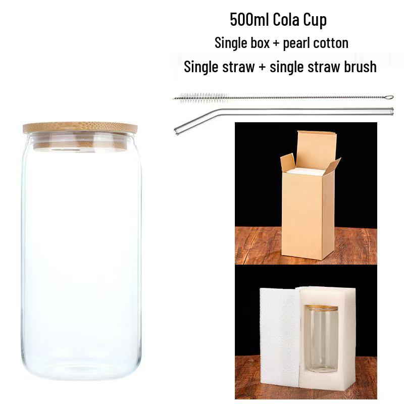 16oz Mason Jar with Bamboo Lid & Straw - 500ml Glass Beverage Cup 16oz