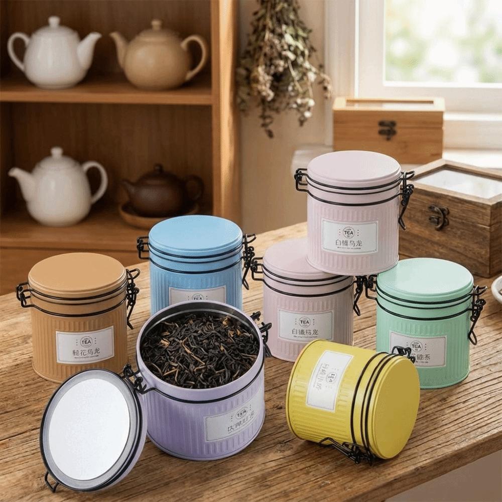 Round Tea Tin Can Tinplate Candy Jar Multi-functional Metal Tea Can  Travel