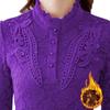 Camisa de encaje de otoño e invierno Camisa superior ajustada Camisa de mujer de talla grande con relleno de terciopelo y calidez