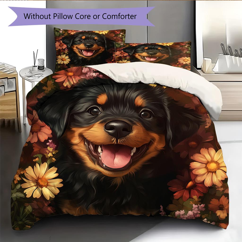 Rottweiler Pattern Bedding Home Decoration Birthday Gift (1 * duvet cover + 2 * pillowcase, without core)