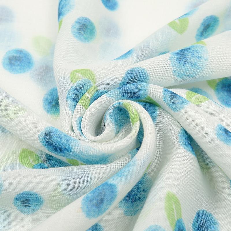 Fresh and sweet light blue polka dot wind cotton and linen feel Bali yarn scarf women travel photo shawl women