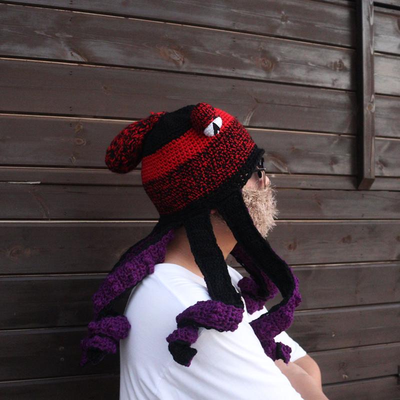 Adult Halloween Crochet Octopus Headgear - Funny Wool Yarn Hat