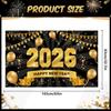 Happy New Years Eve Supplies 2026 - Black and Gold Large New Years Backdrop 2026, New Year Eve Banner Party Decorations 2026 Party Decor for Adults