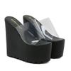 Fashion 16CM Summer Concise Clear Transparent Peep Toe Platform Wedges Slippers Sandals Women Fashion High Heels Runway Shoes