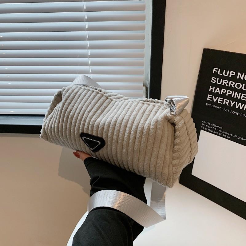 Trendy 2024 Women's Corduroy Crossbody Bag In Black White Gray Brown For Casual Style