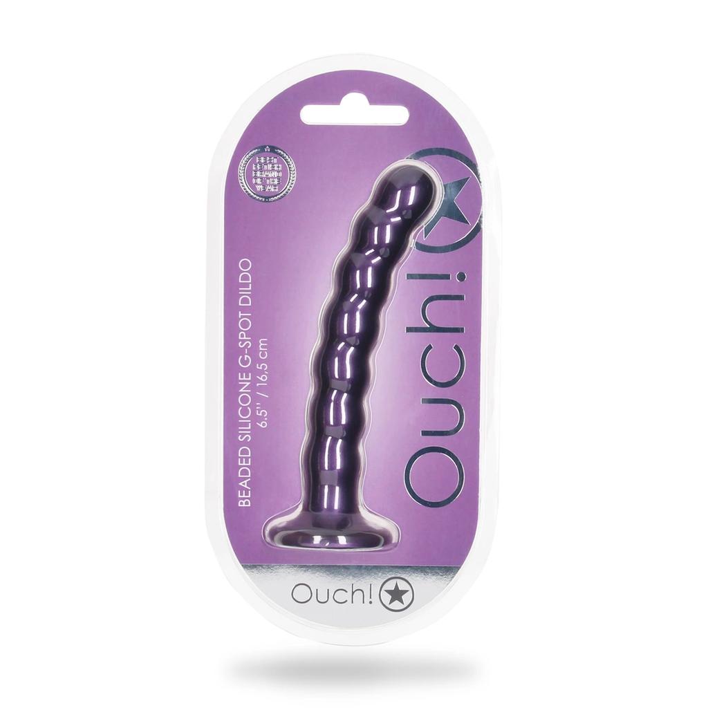 Ouch! - Silicone G-Spot Dildo with Beads - 16.5 cm