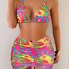 New floral triangle cup printed strap sexy bikini three-piece swimsuit