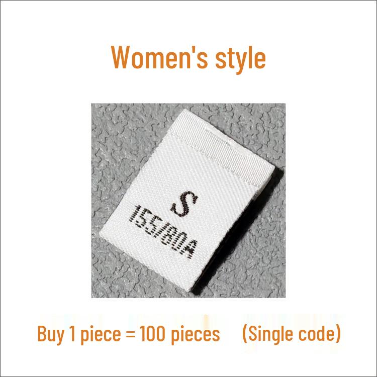 In-Stock Men's & Women's Woven Size Labels: Custom Black & White Trendy International Brand.