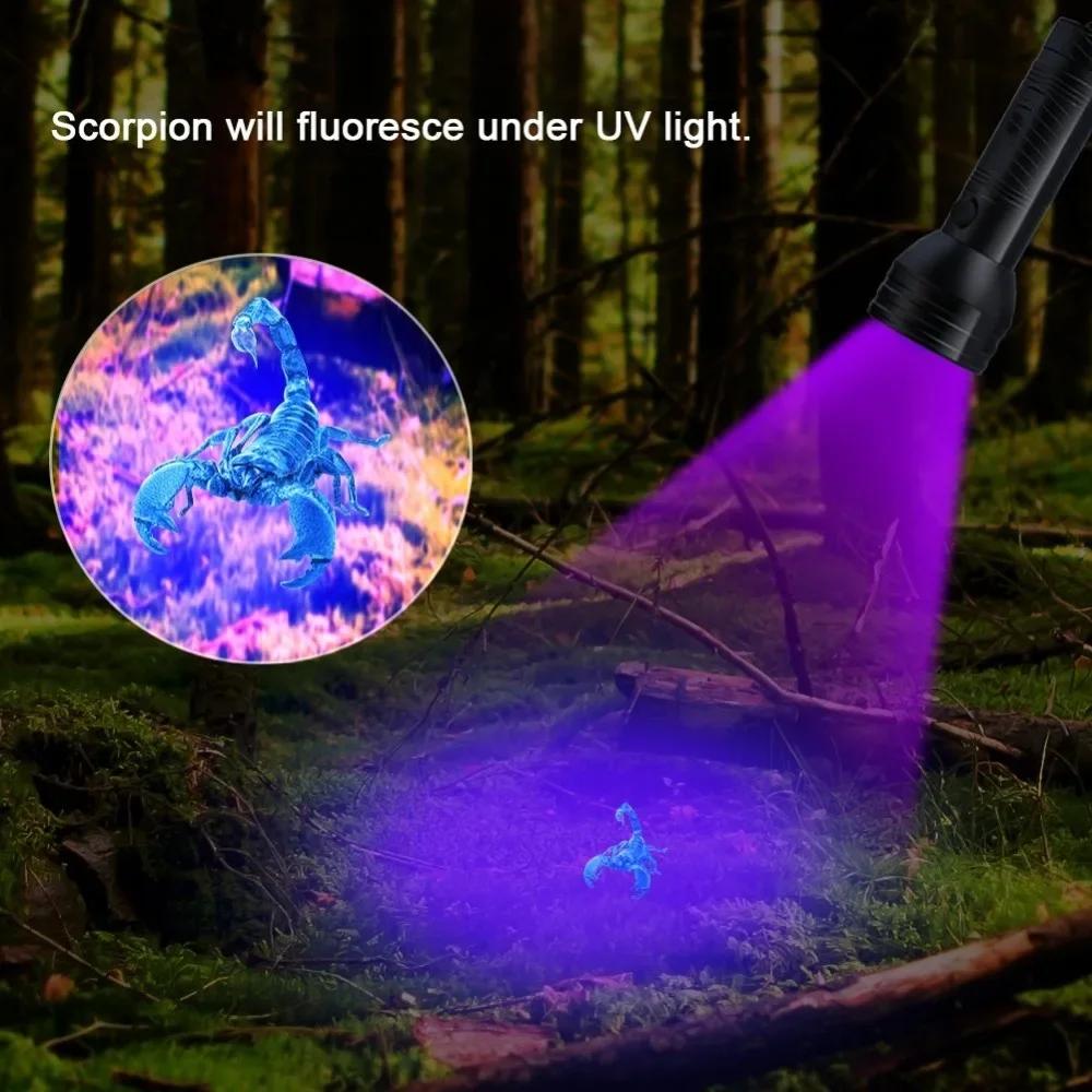 D2 Black Light UV LED Flashlight 395nm Blacklights Ultraviolet Handheld UV Torch Detector Pet Urine Dry Stains Scorpions Lights