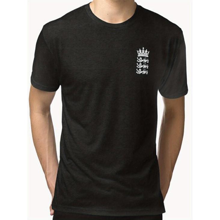 Men S England Cricket Team Logo T-Shirt - Officially Licensed England & Wales Cricket Board (ECB) Badge, Black with White Emblem, Breathable Short S чёрный