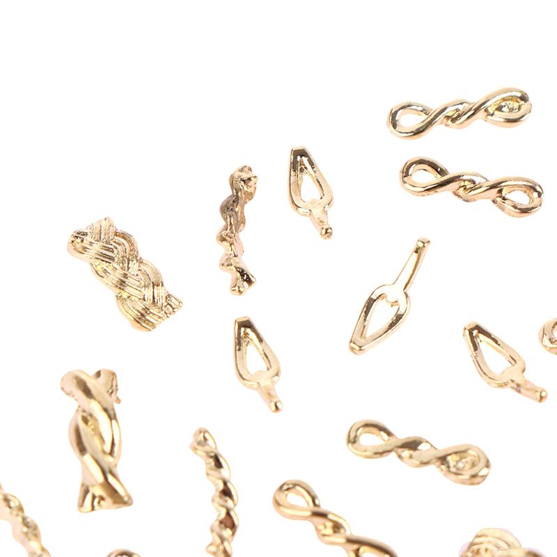10/20Pcs 3D Metal Nail Charms Gold Silver Nail Art Ring Buckle Punk Volume Decoration Kawaii Accessories Jewelry