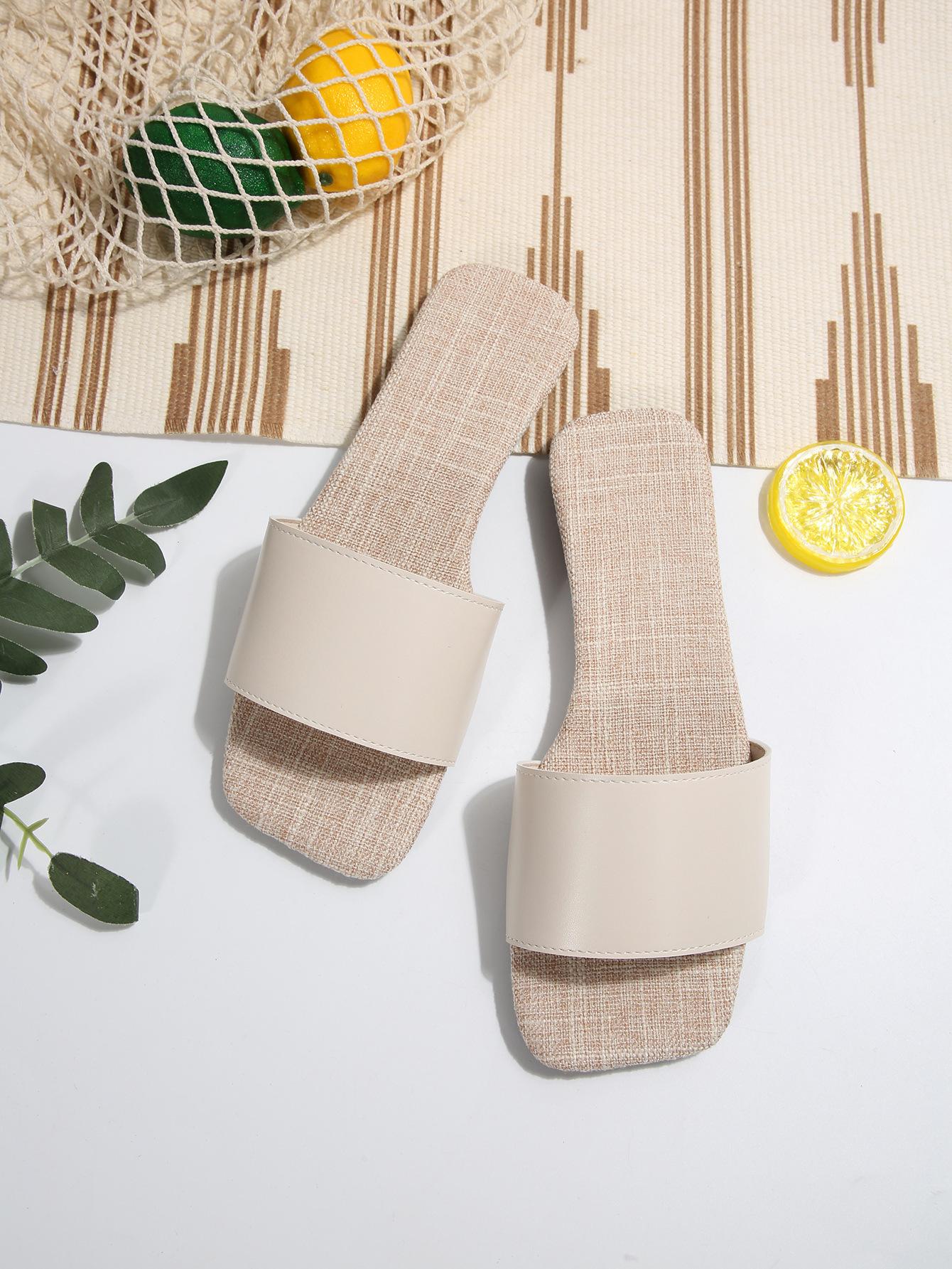 

[Foreign Trade] Summer new outer slippers women s simple solid color high-end satin round head flat bottom cool slippers 43 белый