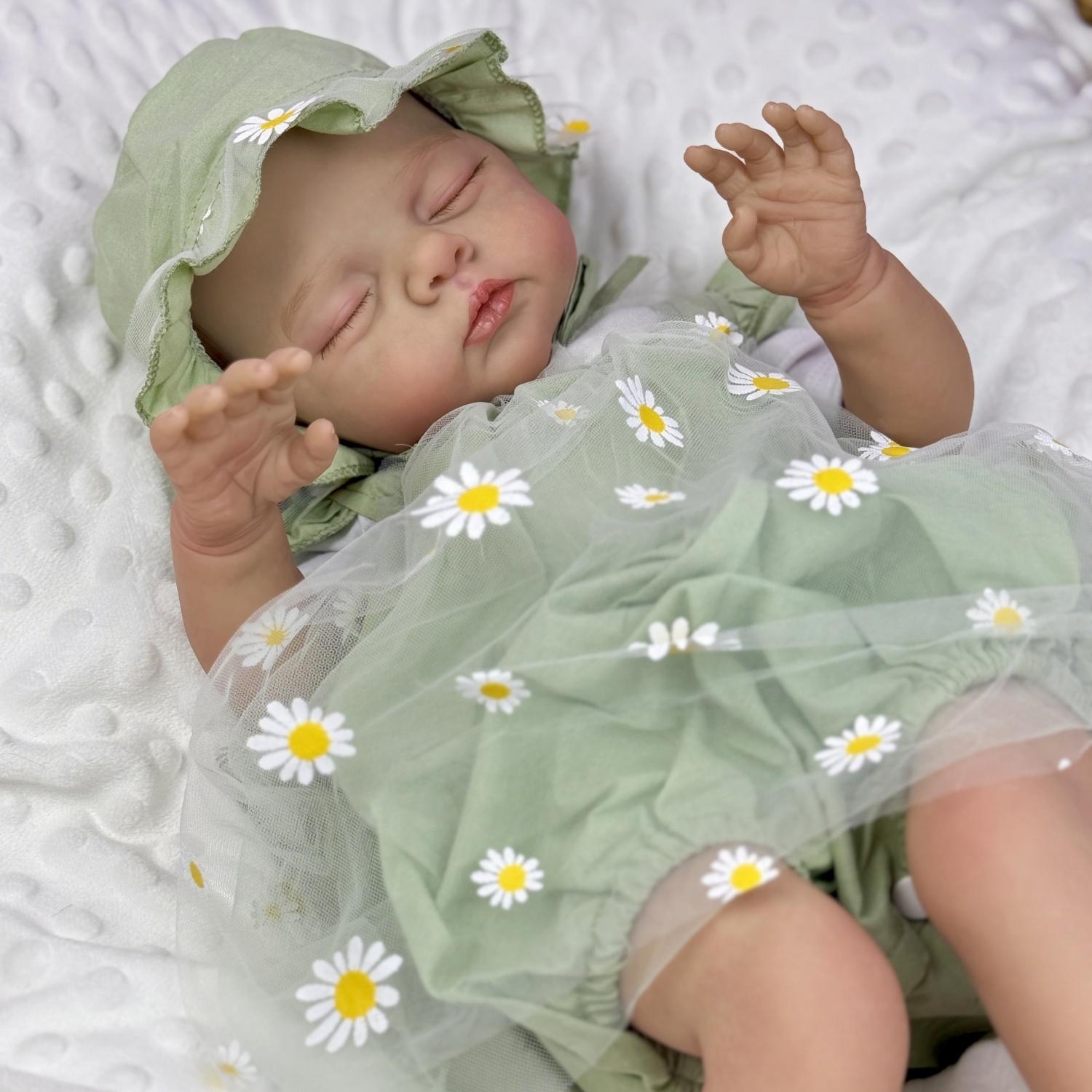 

BZDOLL 48 CM 19inch Sleeping Reborn Baby Doll Toys with 3D-paint Skin and Visible Veins, Vinyl Limbs Cloth Body Doll For Girl Birthday Gift Play Toy cloth body doll