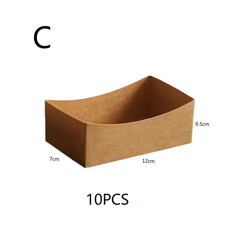 10 Pcs Oil-Proof Kraft Paper Hamburger Boxes Lightweight Disposable Containers for Spring Outing Picnic Commercial Packaging C