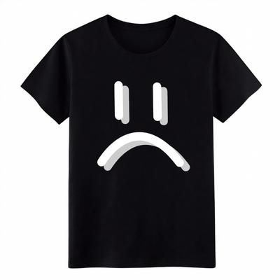 T-shirt Unisex con Stampa Emoji Faccina Triste Edgy|T-shirt Casual per Commissioni Quotidiane e Street Style