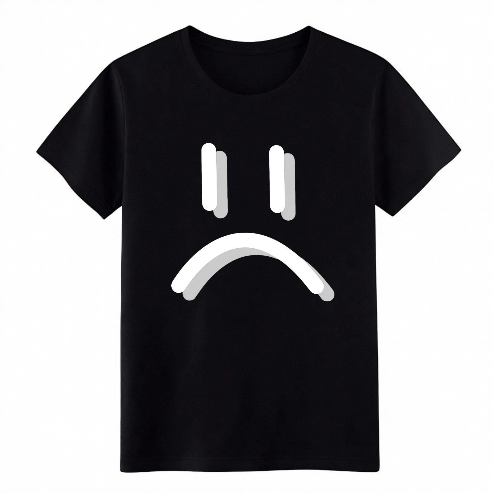 

Unisex Edgy Sad Face Emoji Print Tee|Daily Errands & Street Style Casual T-Shirt 2XL