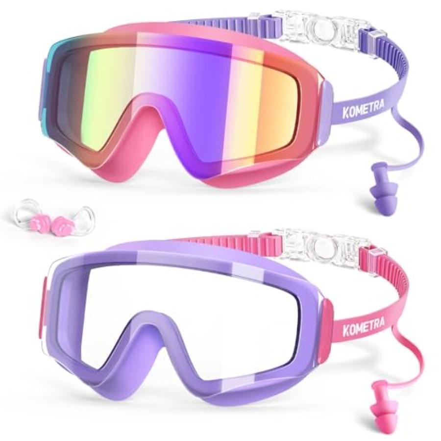 

2 Pack Swim Goggles for 3-15, Anti Fog UV Protection Pool Water Swimming Goggles for Boys Girls Toddler