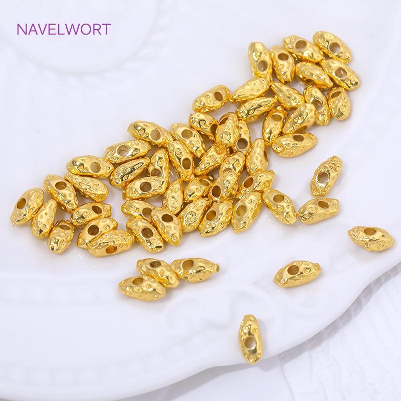 18K Gold Plated Irregular Spacer Beads For Bracelet Making Finding,Separator For Beads,Brass Loose Beads,Supplies For Jewelry