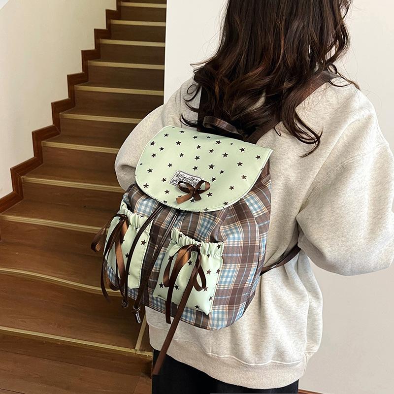 Schoolbag Elementary school student trend feeling backpack large capacity casual shoulder Korean mint green cute bow college style school bag