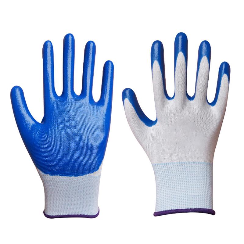 Luodeli Nitrile Dipped Nylon Anti-Slip Work Gloves, 12 Pairs One Size