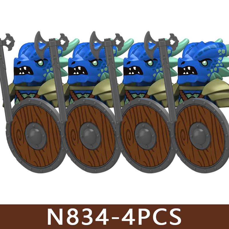 Medieval Castle Soldier Figures Building Blocks Knight Orc Warrior Dragon Wolf Animals Battle Flags Accessories Bricks Toys Boys
