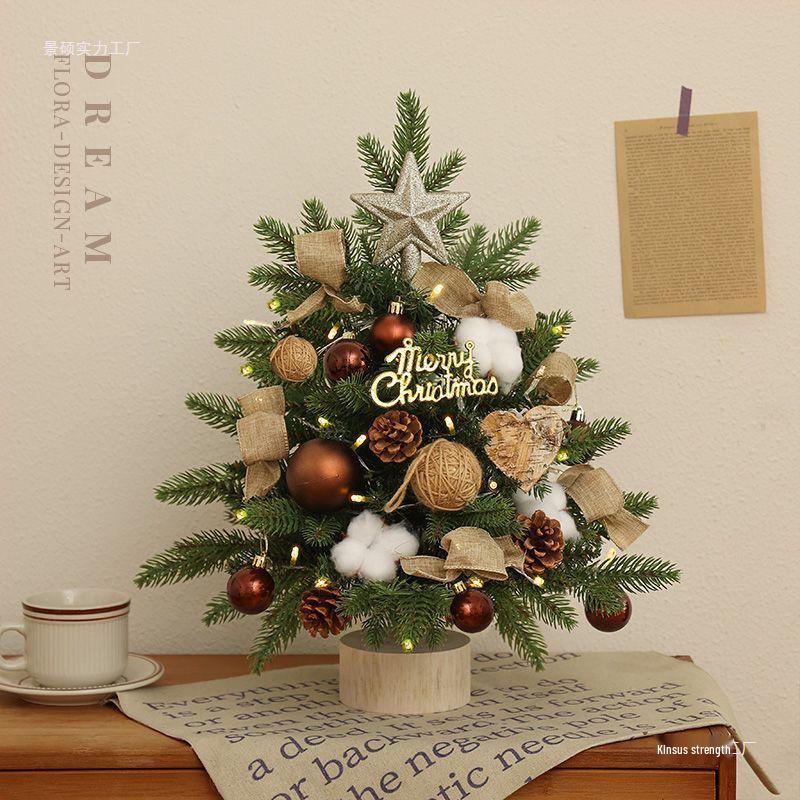 2024 Mini Christmas Tree with Lights: Stylish Tabletop Ornament for Home Decor