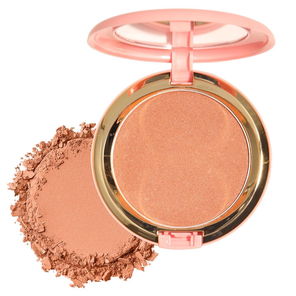 Shimmer Bronzer Powder, Highlighter Bronzer Contour Powder, Soft Texture, Natural Finish, All-Day Longevity, Lightweight, Breathable, Additive-Free
