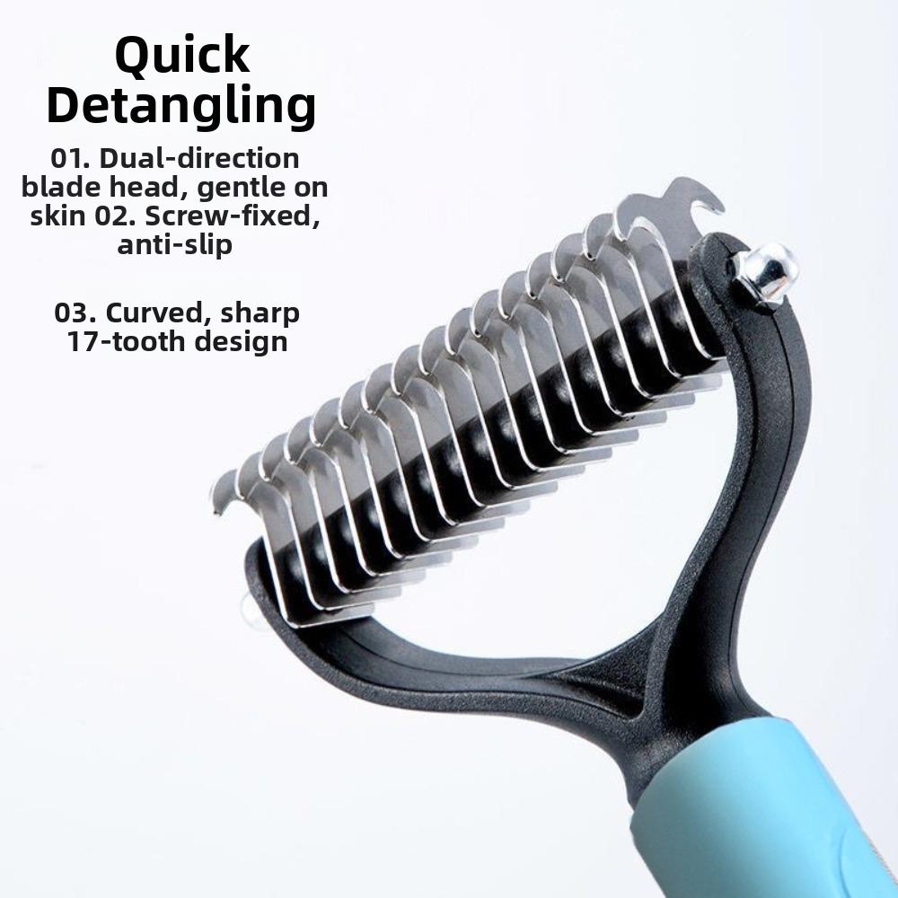 New Double-sided Pet Hair Remover Easy Held Handle Detangling Cat Fur Remover Stainless Steel Dog Deshedding Comb Pet Supplies