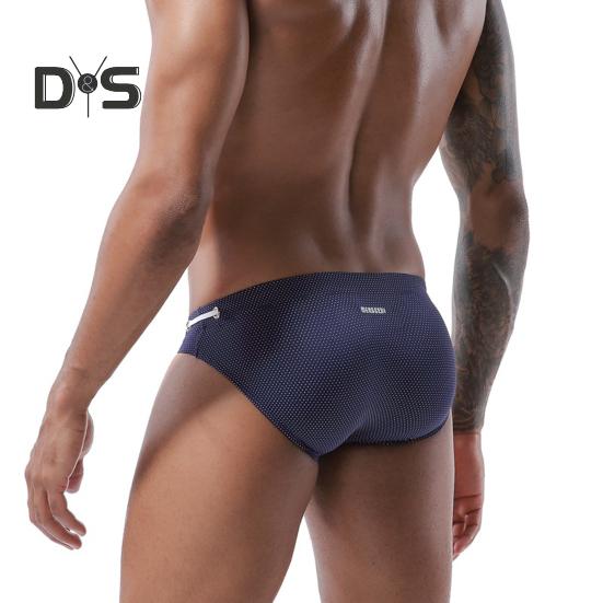 Slip de înot de vară pentru bărbați, cu talie joasă, cu design cu șnur, costum de baie cu uscare rapidă, cu talie reglabilă