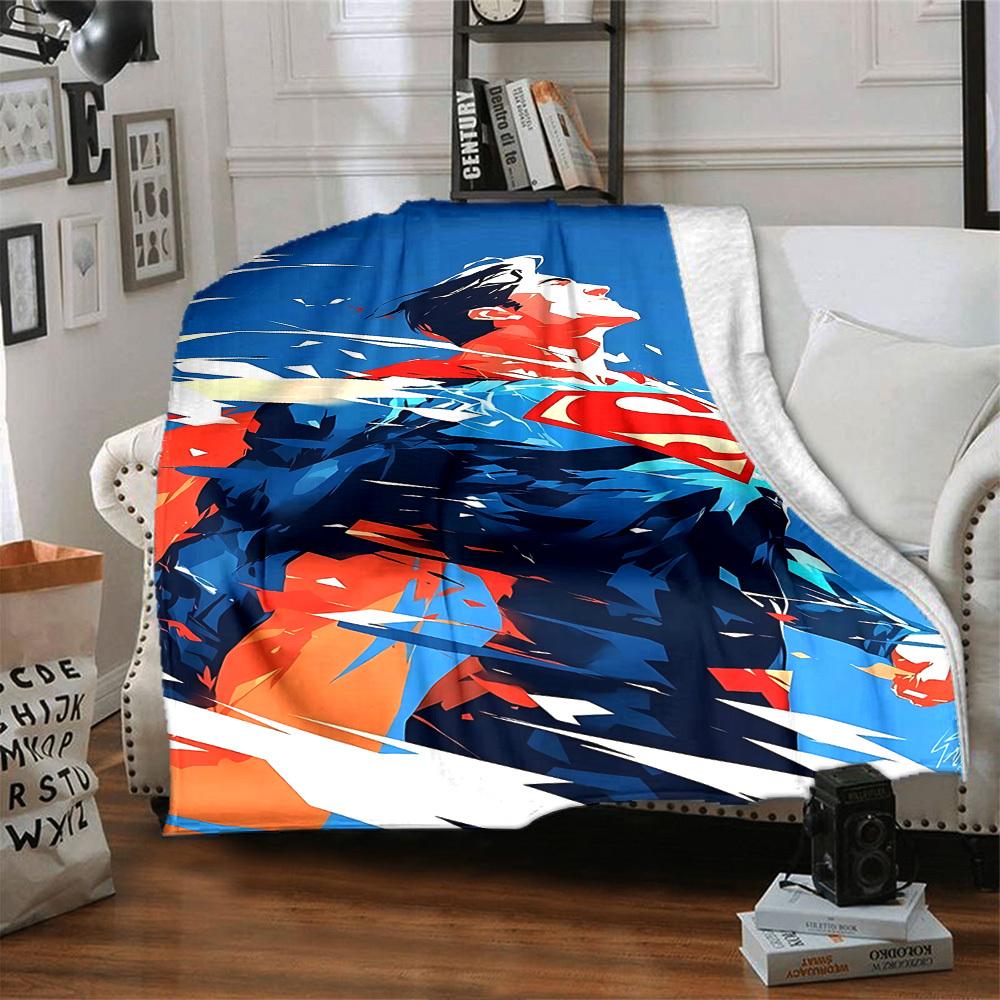 1pc Superman Hero Flannel Blanket Soft Warm Throw for Home, Office, Travel, All-Season Cozy Bedding GiftL1059