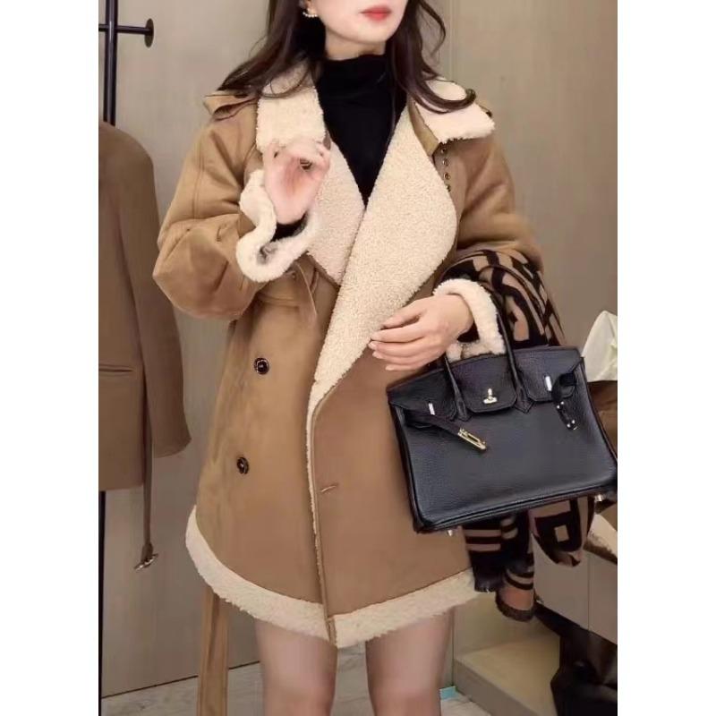 

Winter new warm thickened velvet imitation lamb fur integrated long fashion coat fur coat S