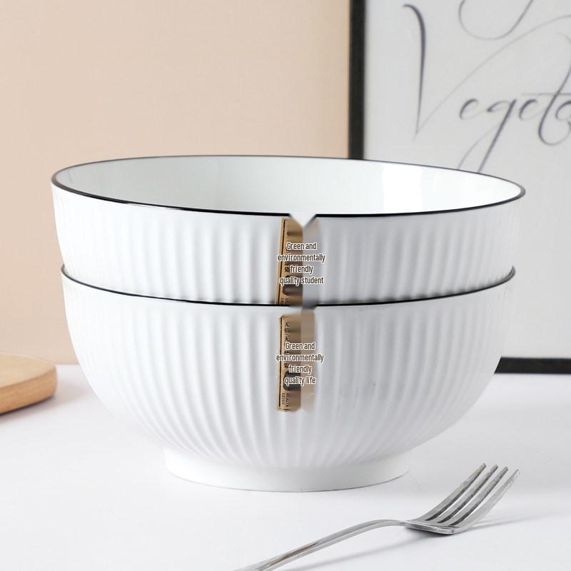 2-Piece Extra Large Japanese Style Ceramic Soup Bowl Set