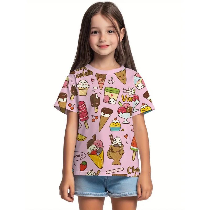 T-Shirts für Kinder Niedliche Katze 3D-Druck Sommer Lässig Cartoon-Muster Kurzarm-T-Shirts Outdoor Schlicht
