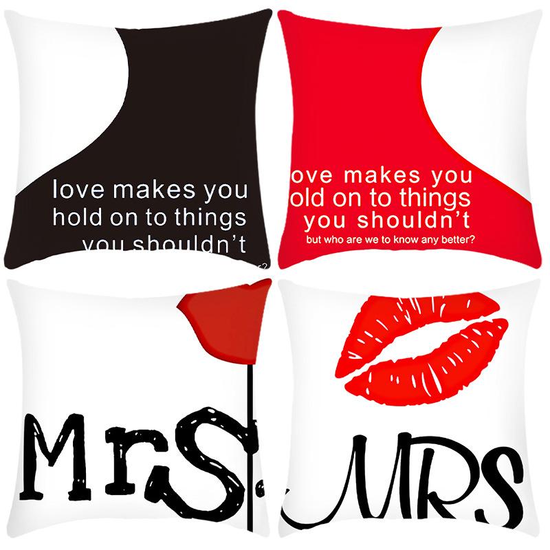 

New Pillowcases Love Series Printed Pillowcase Love Letters Pillow Home Sofa 45 * 45Cm pillowcase