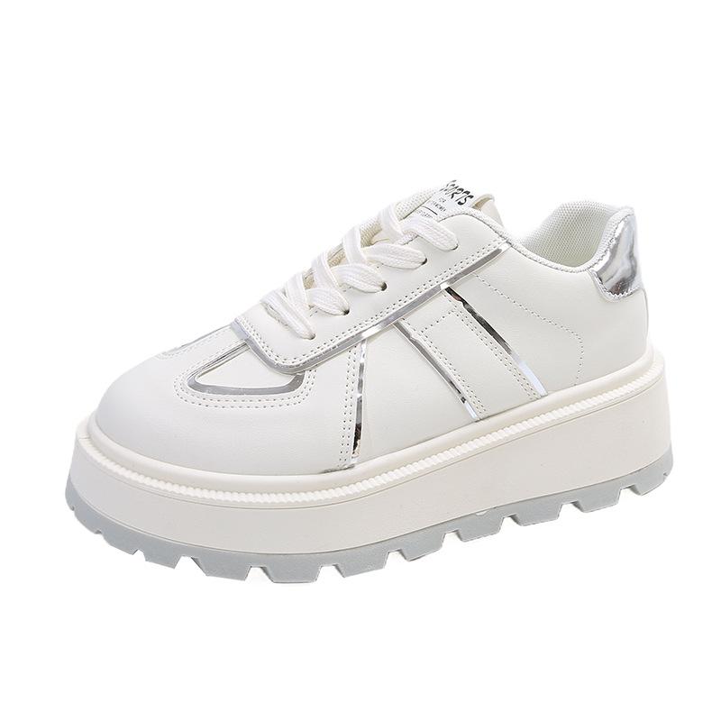 

Женские туфли из натуральной мягкой кожи на толстой подошве, маленькие белые, весна-осень, новые кеды, на мягкой подошве, маленькие повседневные универсальные одинарные туфли 40 серебряный