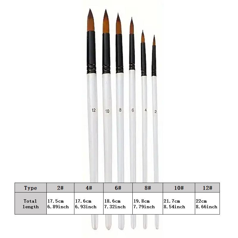 12 Pcs/set DIY Oil Acrylic Painting Art Paint Brushes Supplies Nylon Hair Wooden Handle Watercolor Paint Brush Pen Set Learning