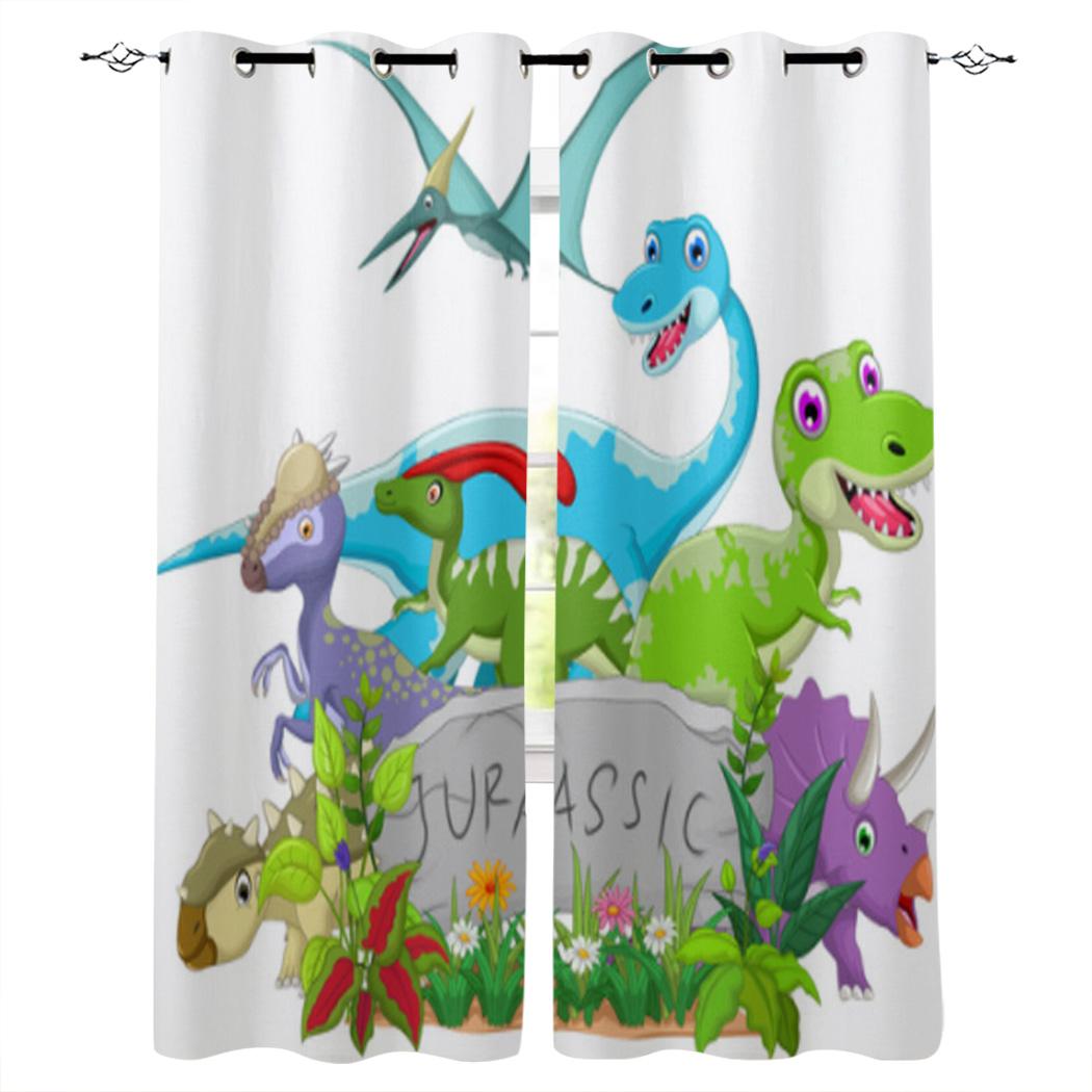 Шторы на окна с изображением динозавра в джунглях для гостиной — фото 9