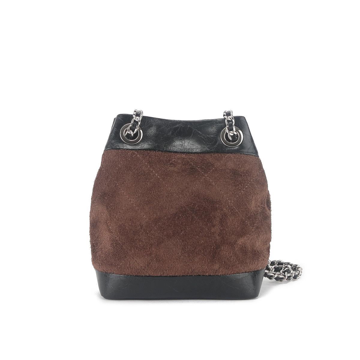 

Женская сумка-ведро кроссбоди из матовой коровьей кожи в стиле ретро 2025 года с цепочкой