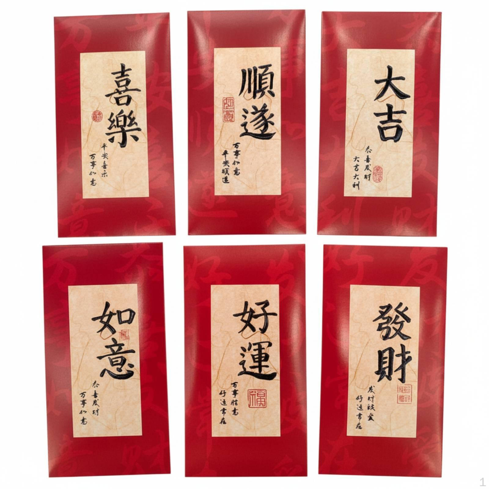Creative Calligraphy Red Envelope, Handwritten Blessing Packet, Chinese Design, Holiday, Wedding,