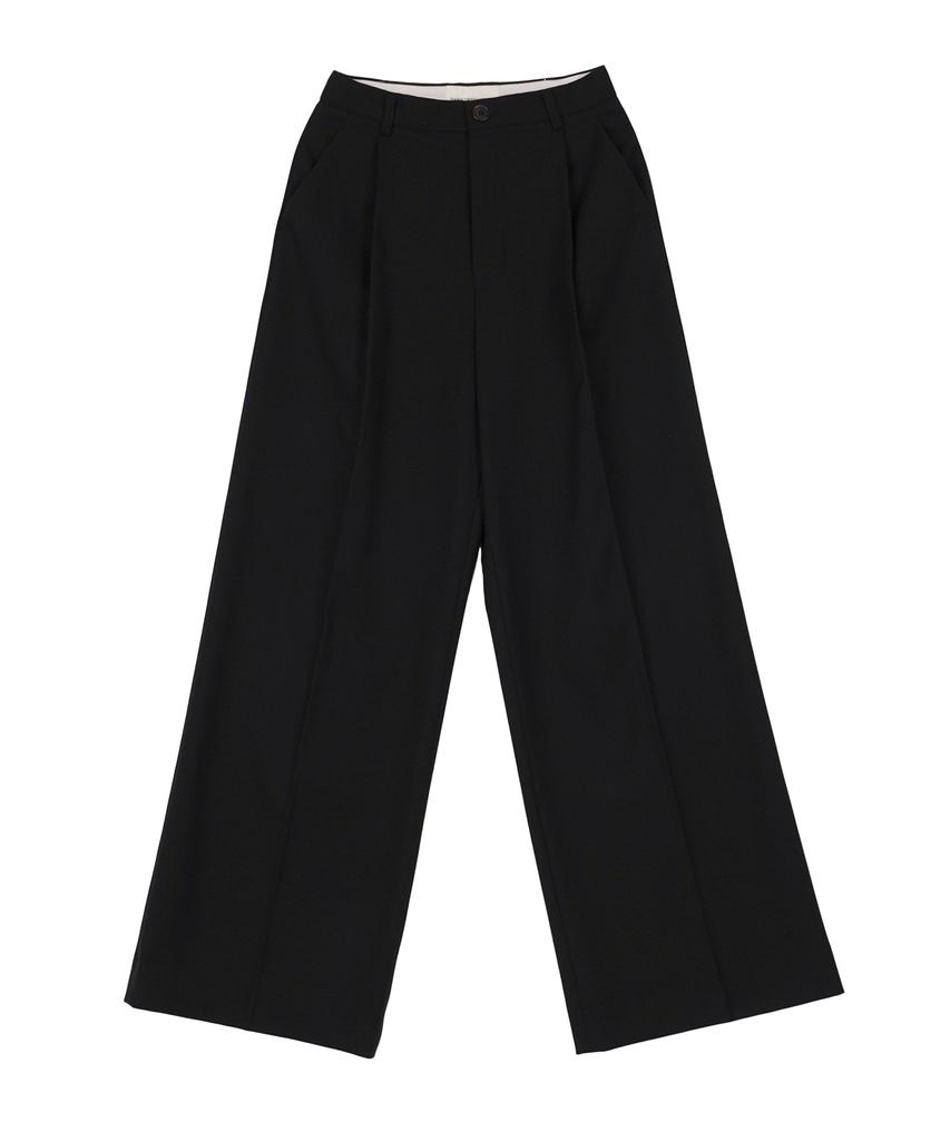 HARDCORE HAPPINESS Classic Single-Pleat Maxi Wide Slacks_Black