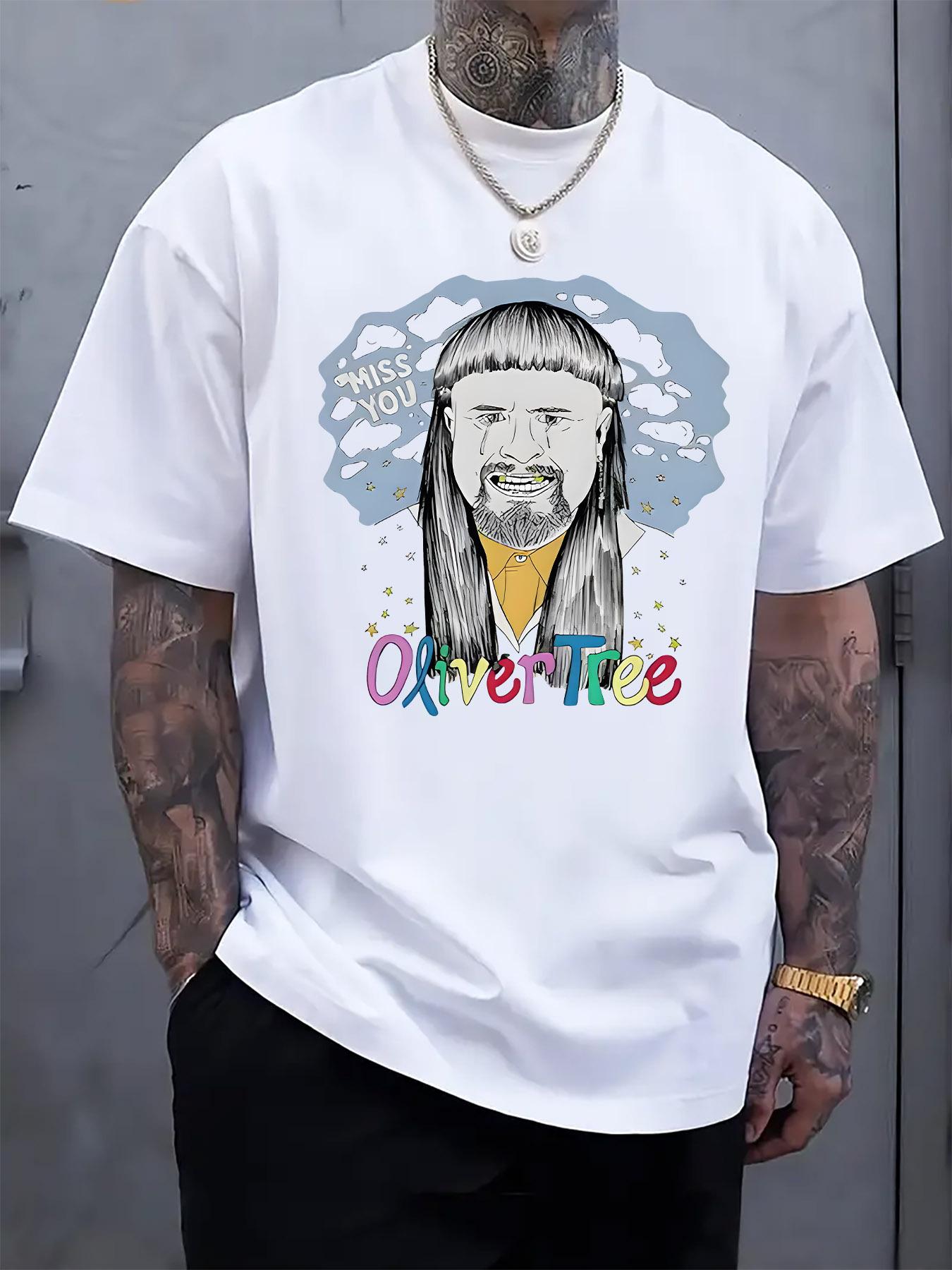 

Oliver Tree Print Short Sleeve T-shirt - Black Casual Round Neck Tee with Artistic Design XXL