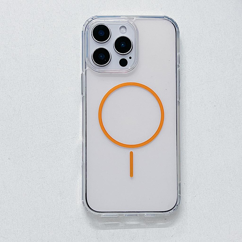 Applicable to iPhone17 acrylic transparent color thin ring magnetic suction Apple 16promax simple anti-drop mobile phone case