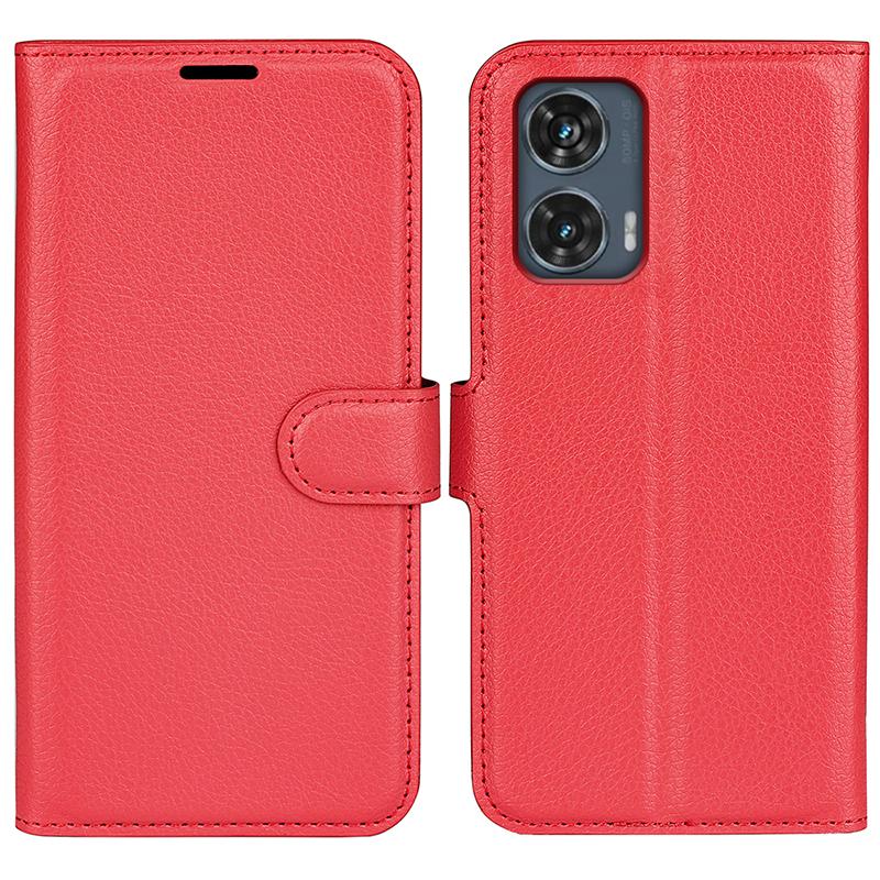 

Для Motorola Edge 50 Fusion 5G Чехол Кожаный чехол для телефона с текстурой личи с кошельком Red