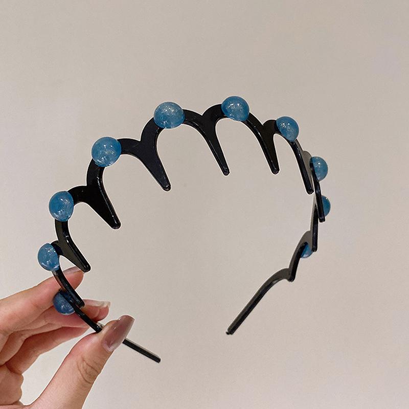 Perlové vlnité čelenky pro ženy, jednobarevné, ozubené, protiskluzové, do vlasů, dívčí mycí čelenky, sportovní vlasové doplňky