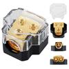 2-Wege Stromverteilerblock Kupfer Auto Audio Stromkabelverteiler 0/2/4 Gauge auf 4/6/8 Gauge Ausgang Langlebiger Verstärker Strom