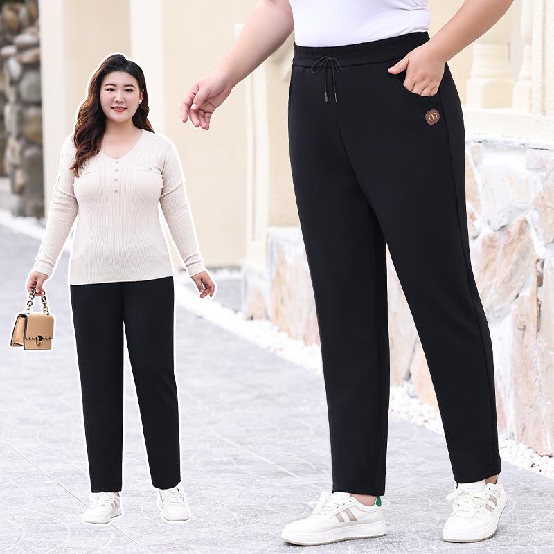 Plus Size Women's Casual and Fleece Warm Slim High Elastic Comfortable Small Foot Elastic Haren Pants