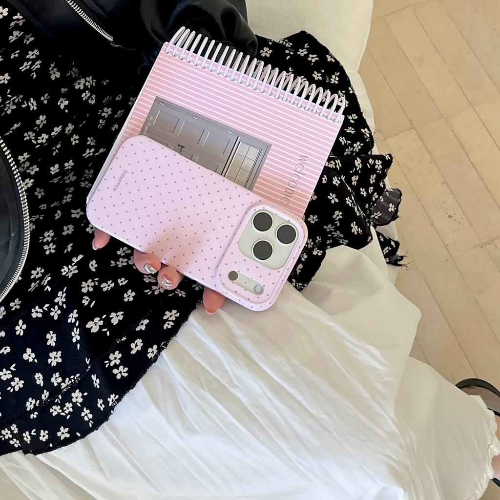 INS Brown Pink Polka Dots Purple Phone Case for iPhone 17 16 15 14 13 12 11 X XS XR XSMAX 7 8 Air Pro Max Plus Luxury